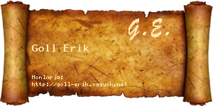 Goll Erik névjegykártya